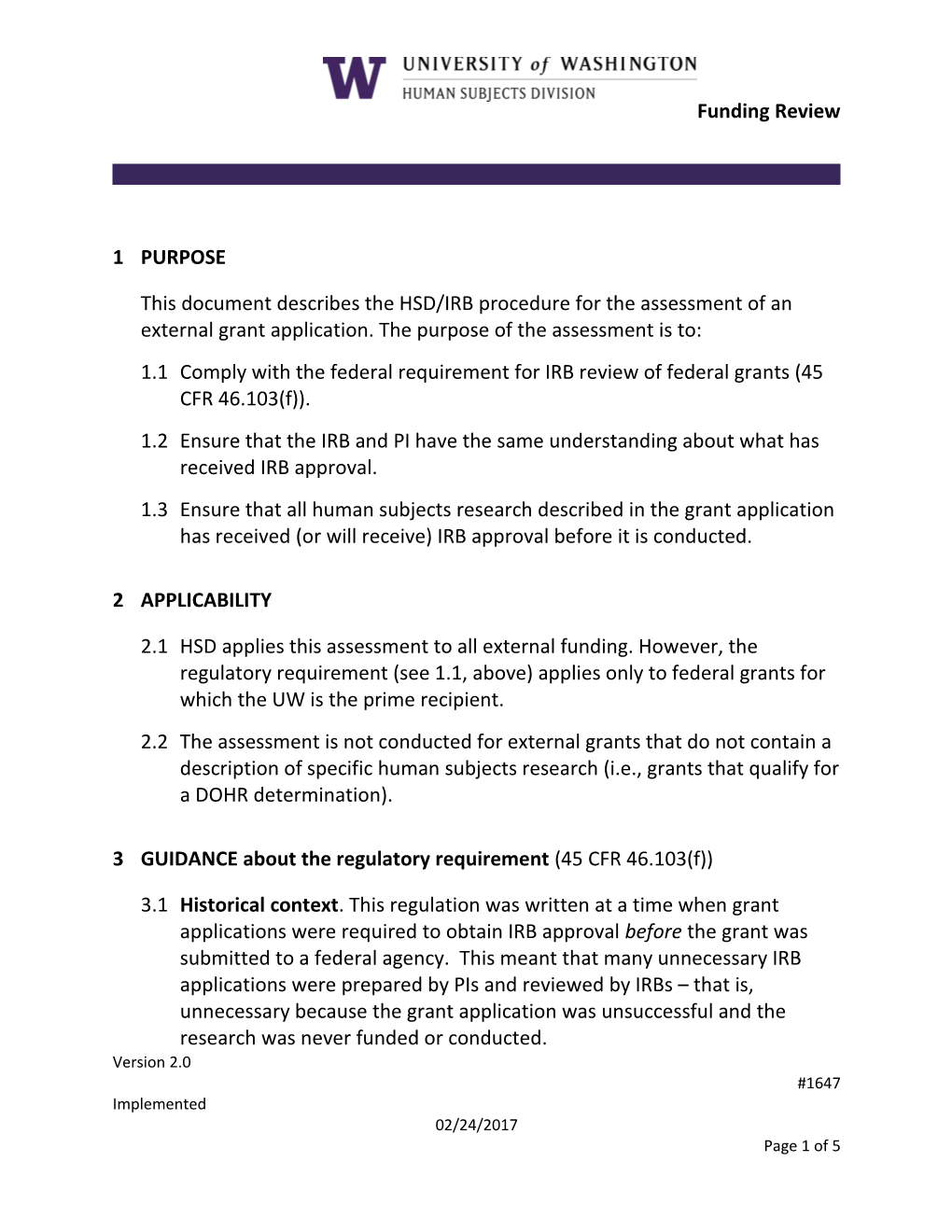 SOP Funding Review