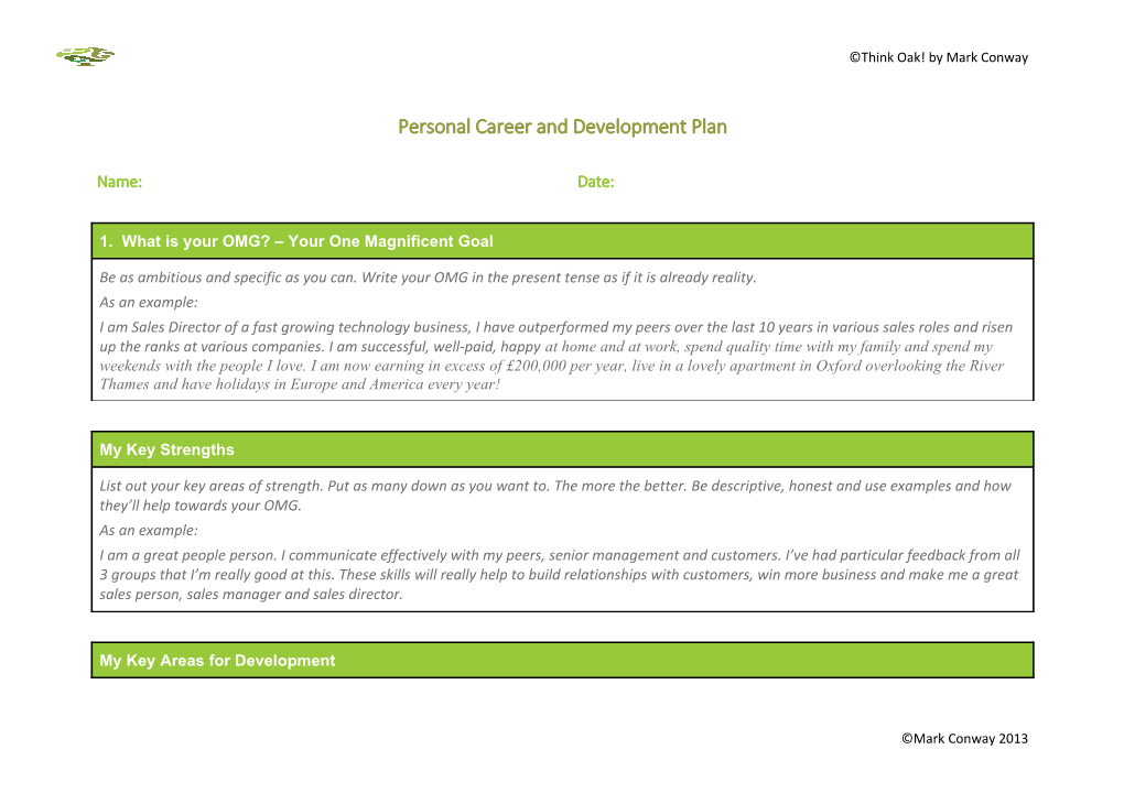 Personal Career and Development Plan