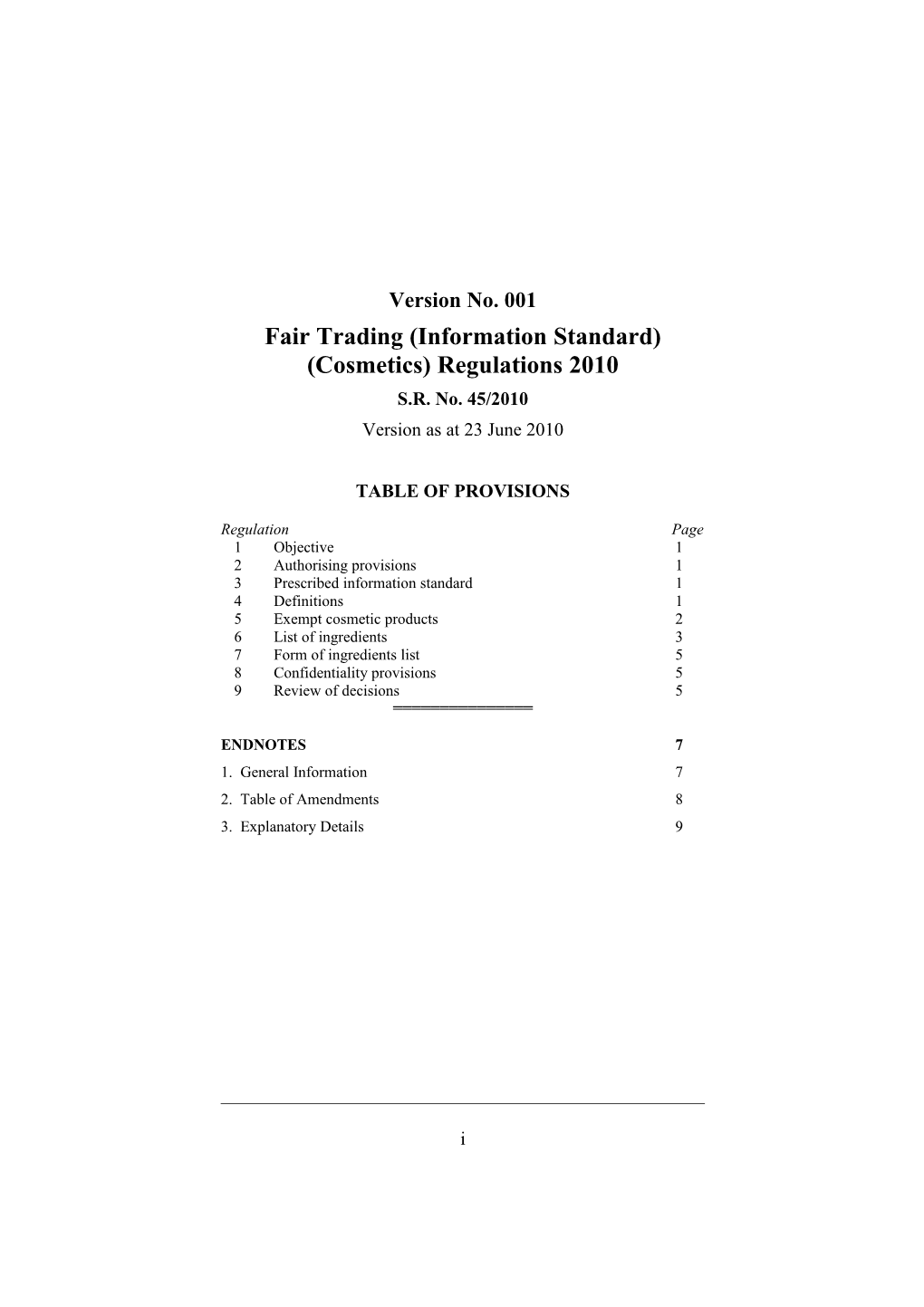 Fair Trading (Information Standard) (Cosmetics) Regulations 2010