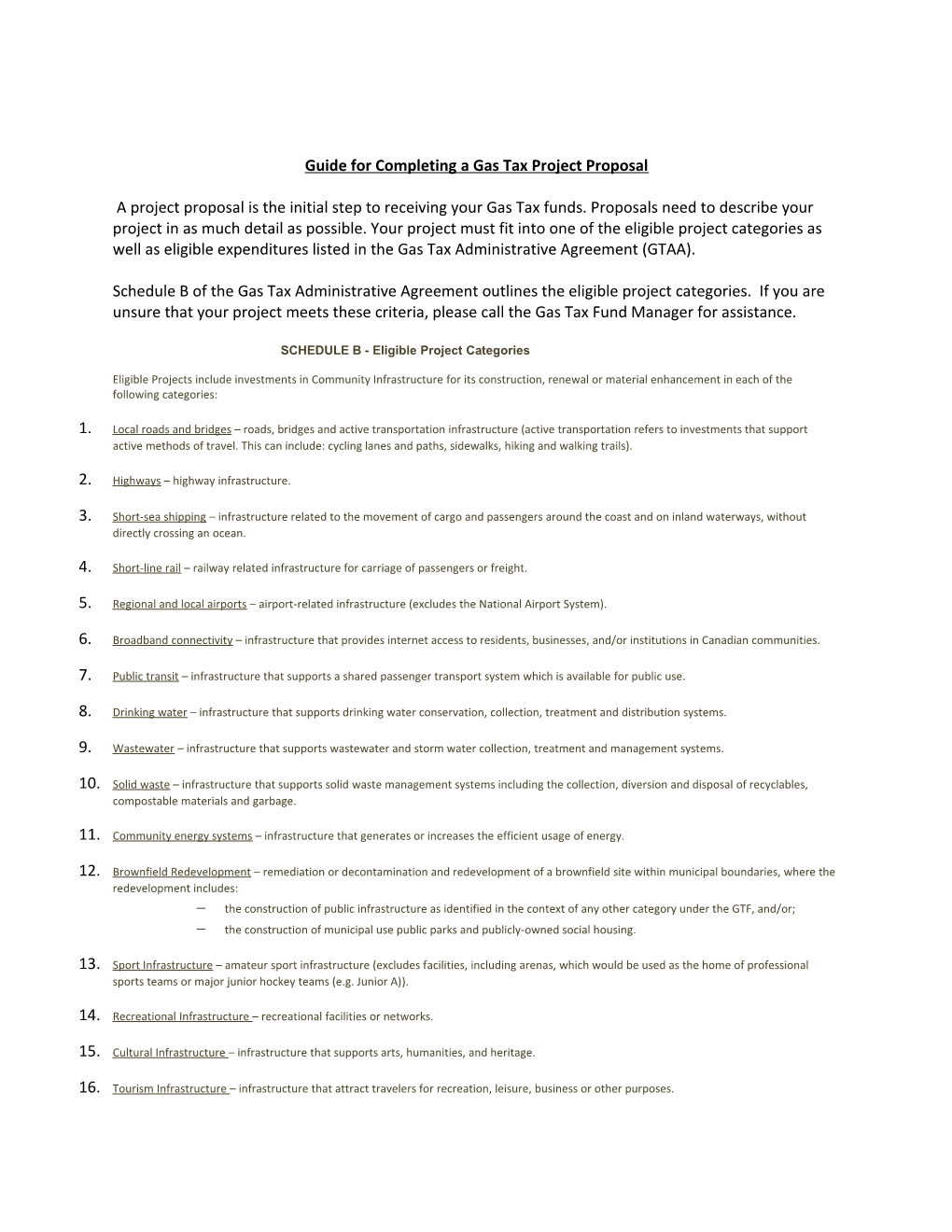 Guidefor Completing a Gas Tax Project Proposal