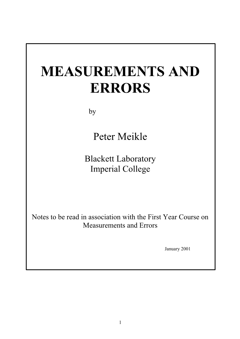 Measurements and Errors