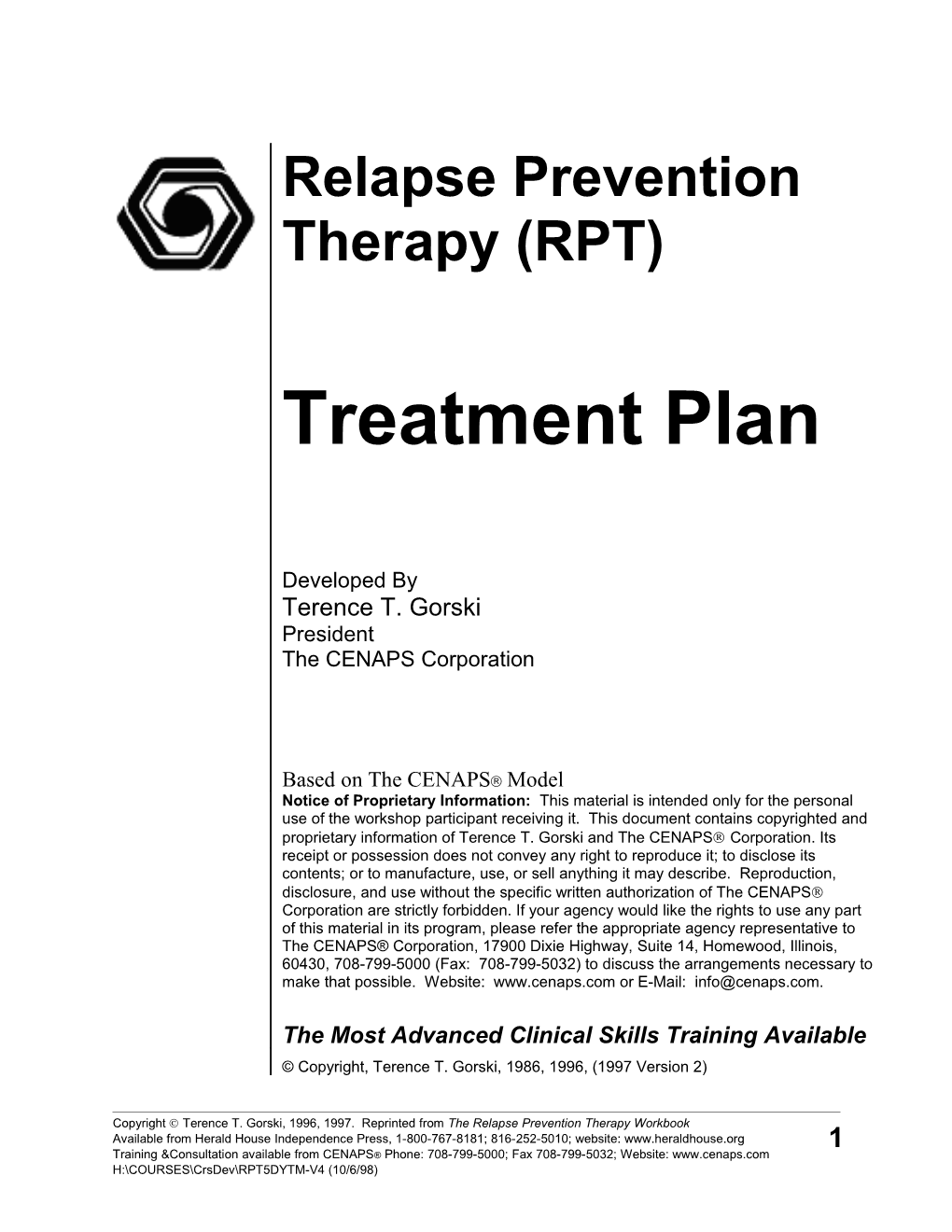 The RPT Treatment Plan