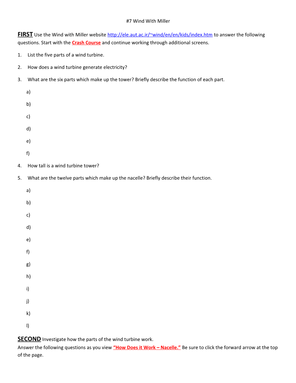 1. List the Five Parts of a Wind Turbine