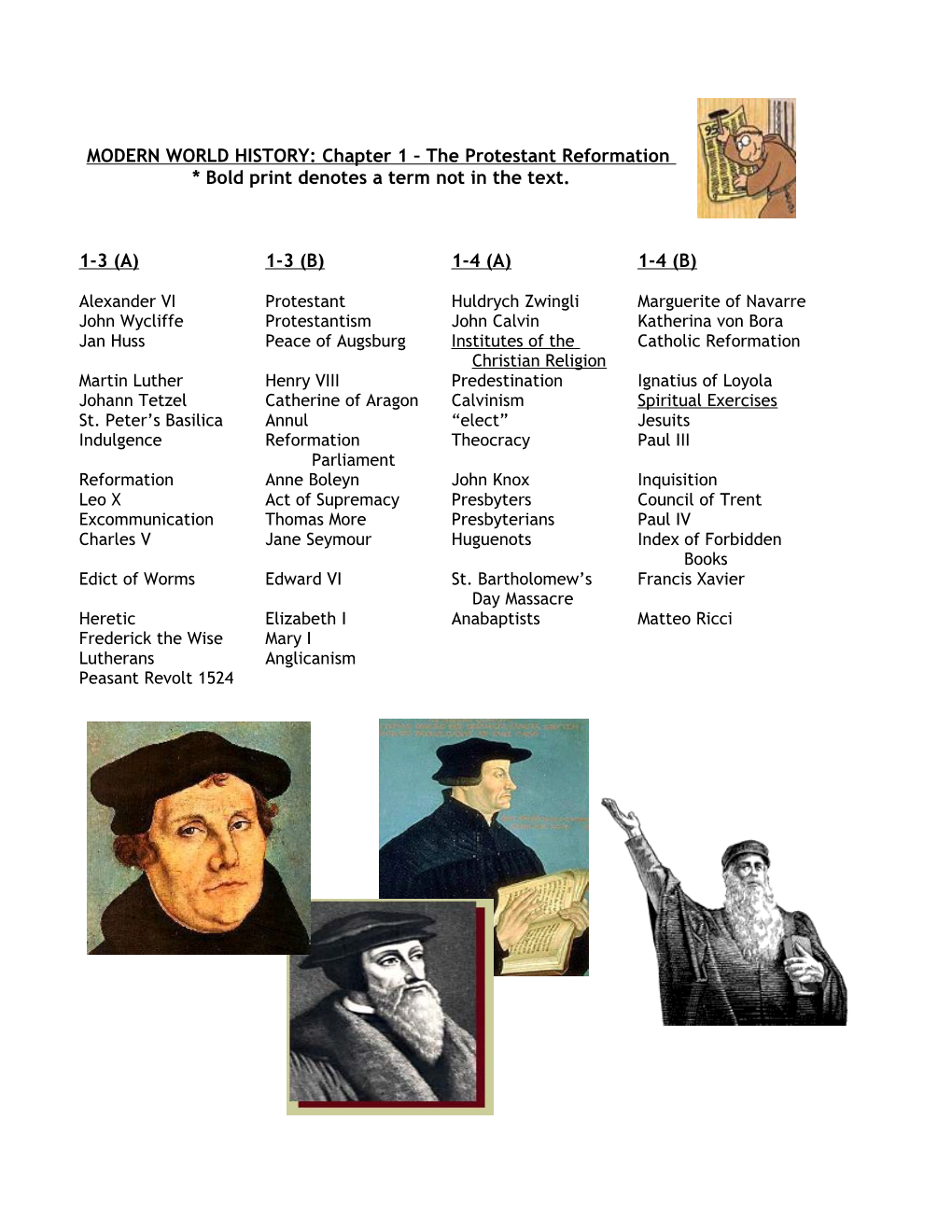 MODERN WORLD HISTORY: Chapter 1 the Protestant Reformation