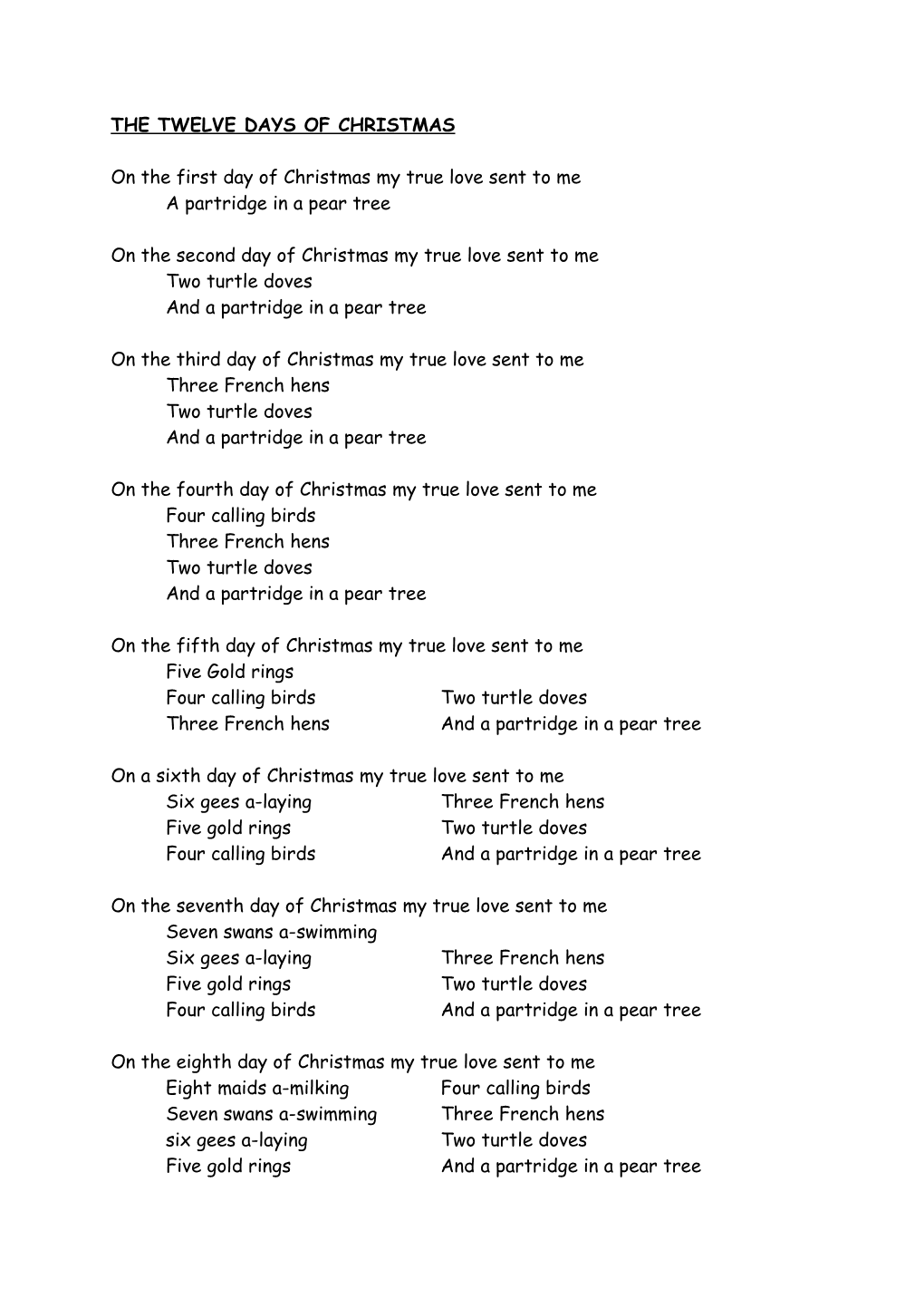 The Twelve Days of Christmas