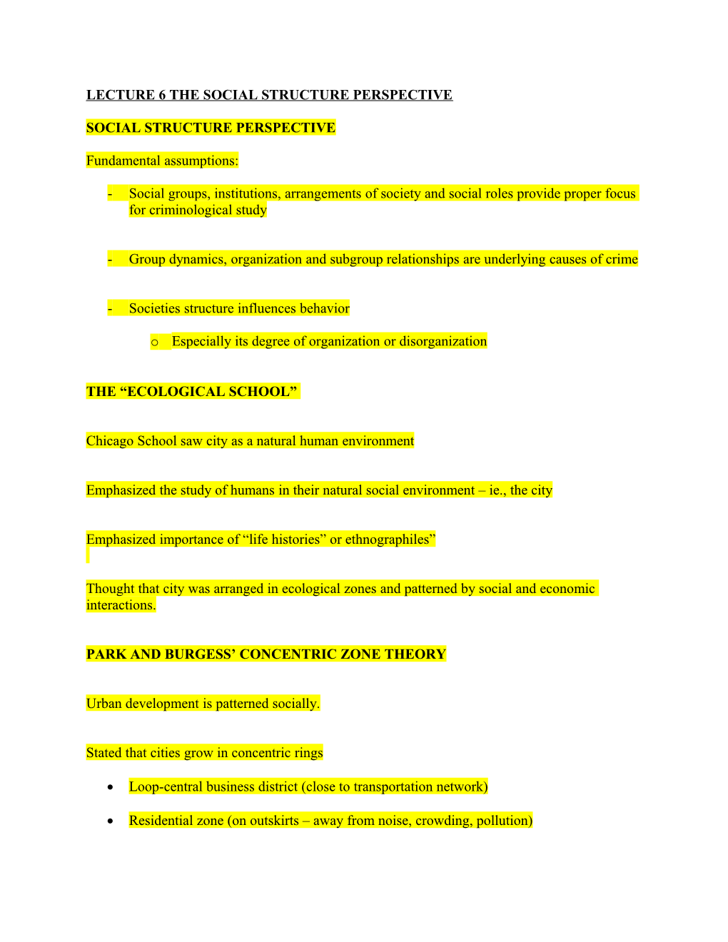 Lecture 6 the Social Structure Perspective