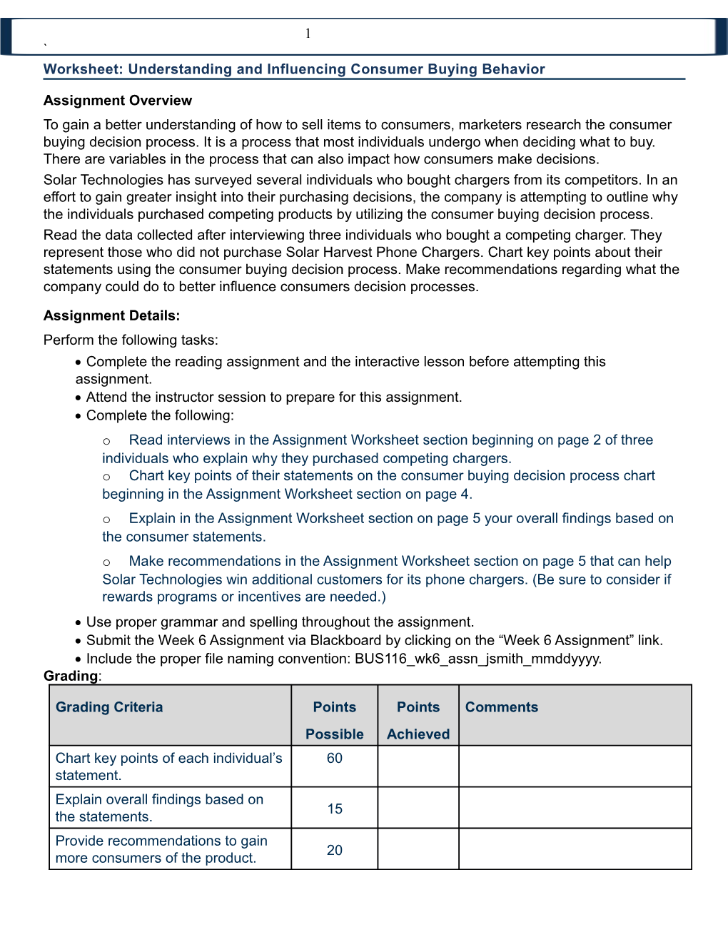 Worksheet: Understanding and Influencing Consumer Buying Behavior