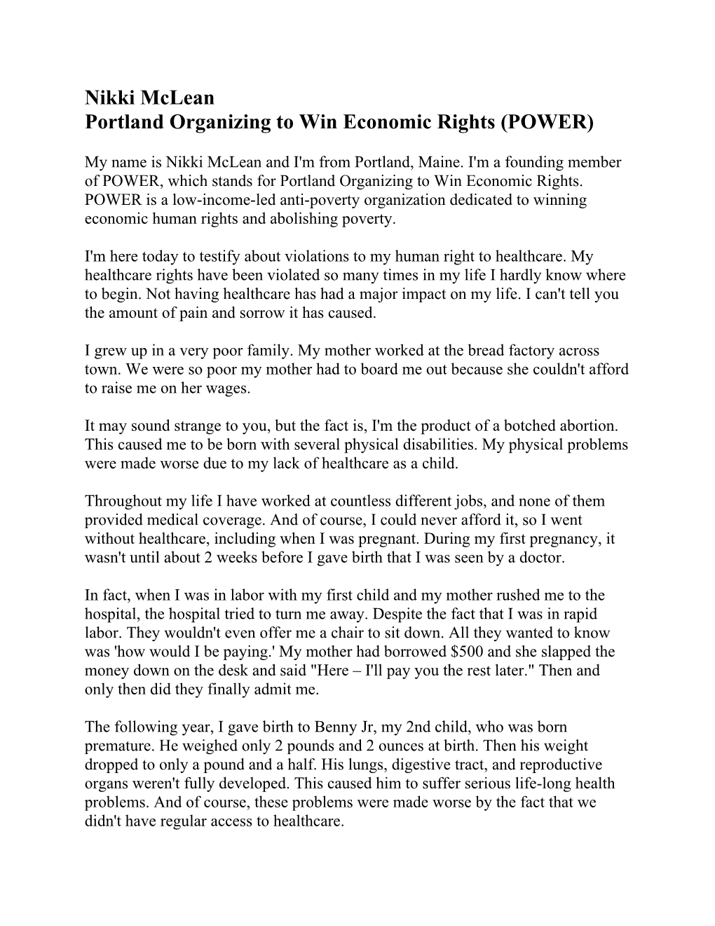 Portland Organizing to Win Economic Rights (POWER)