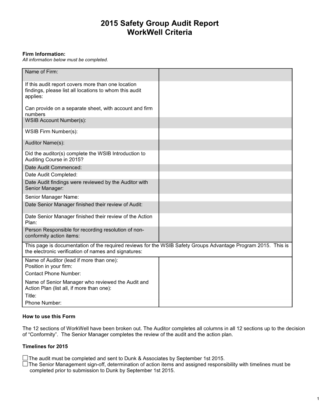 2015 Safety Group Audit Report