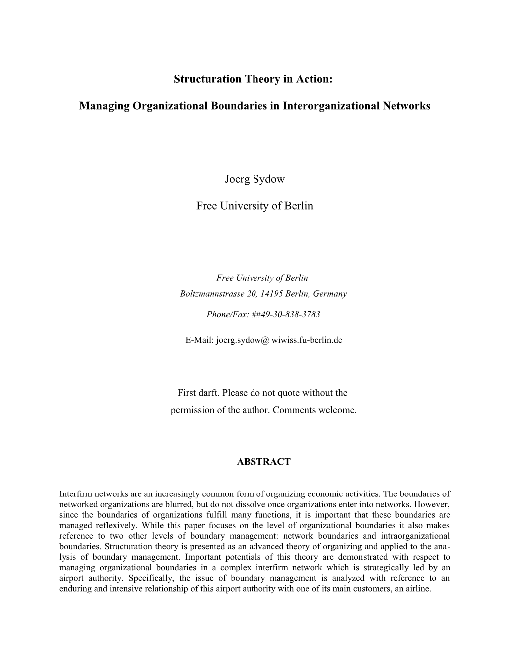 Grenzmanagement in Unternehmungsnetzwerken: Theoretische Zugänge