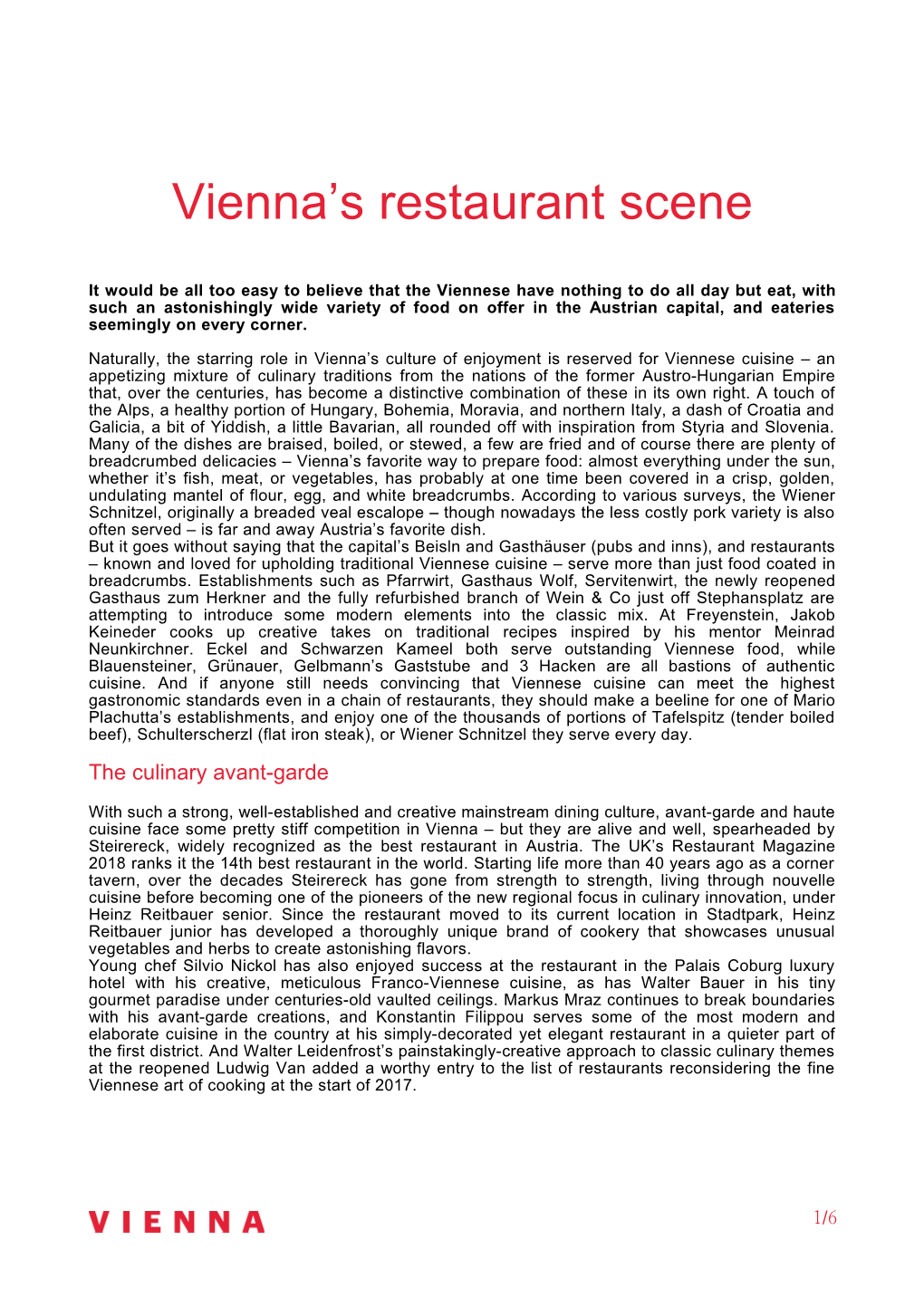 Vienna S Restaurant Scene