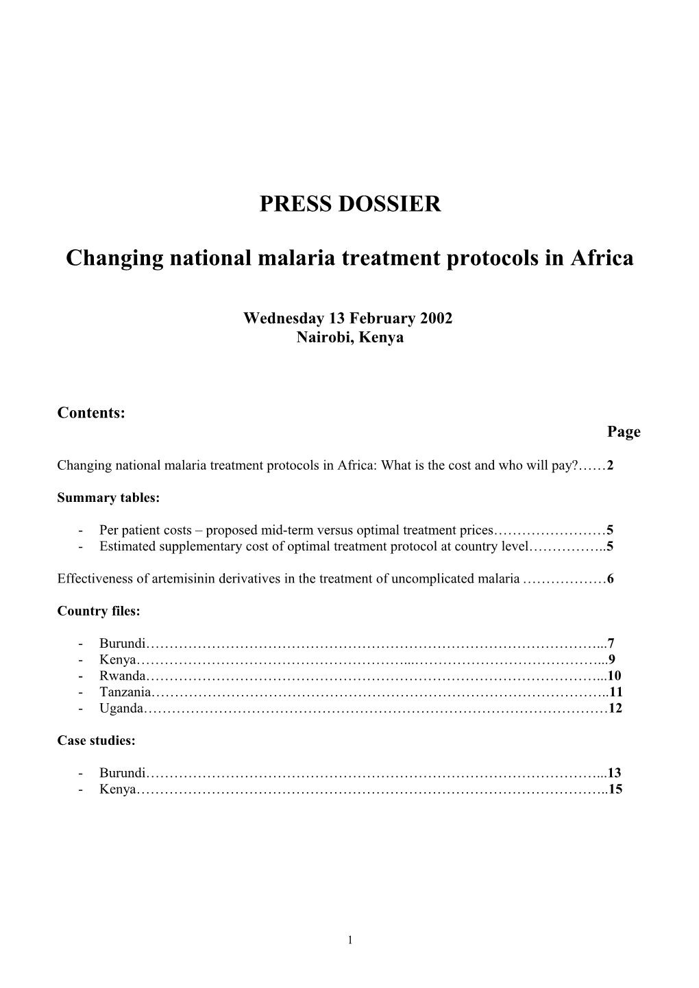 Changing National Malaria Treatment Protocols in Africa