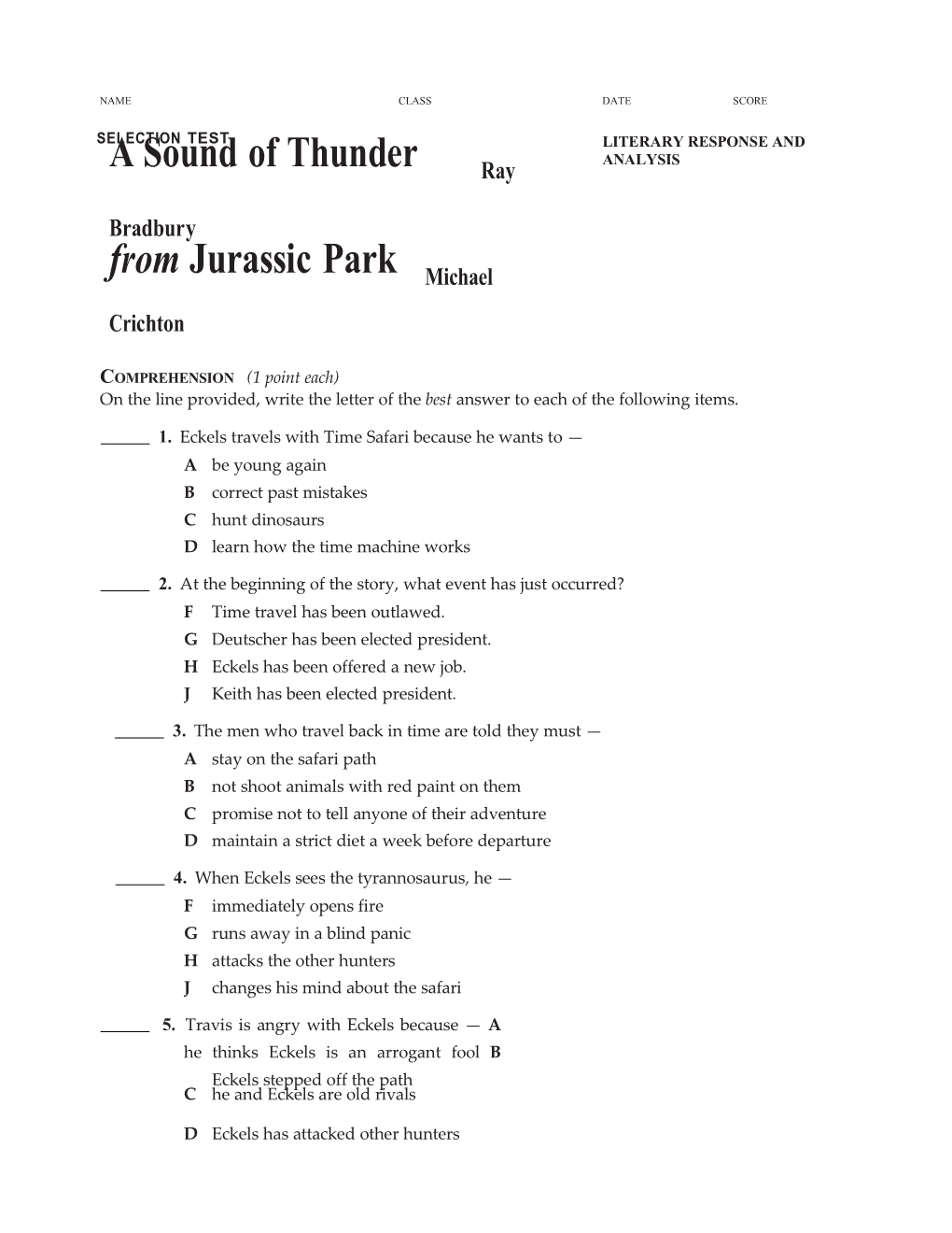 Literary Response and Analysis