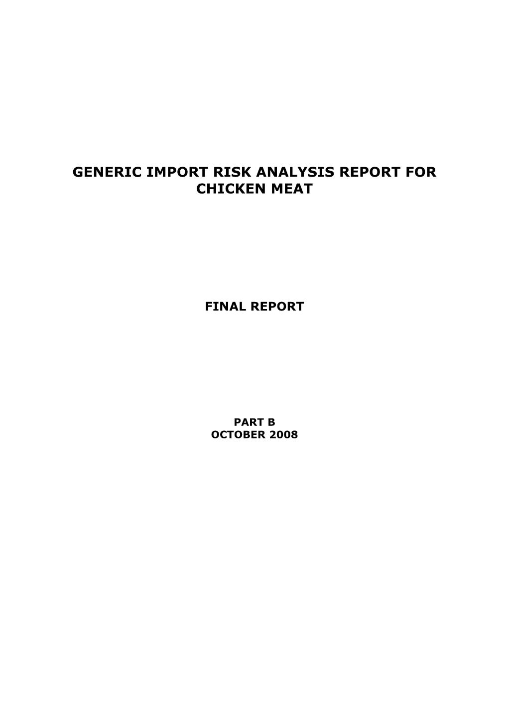 Generic Import Risk Analysis Report for Chicken Meat