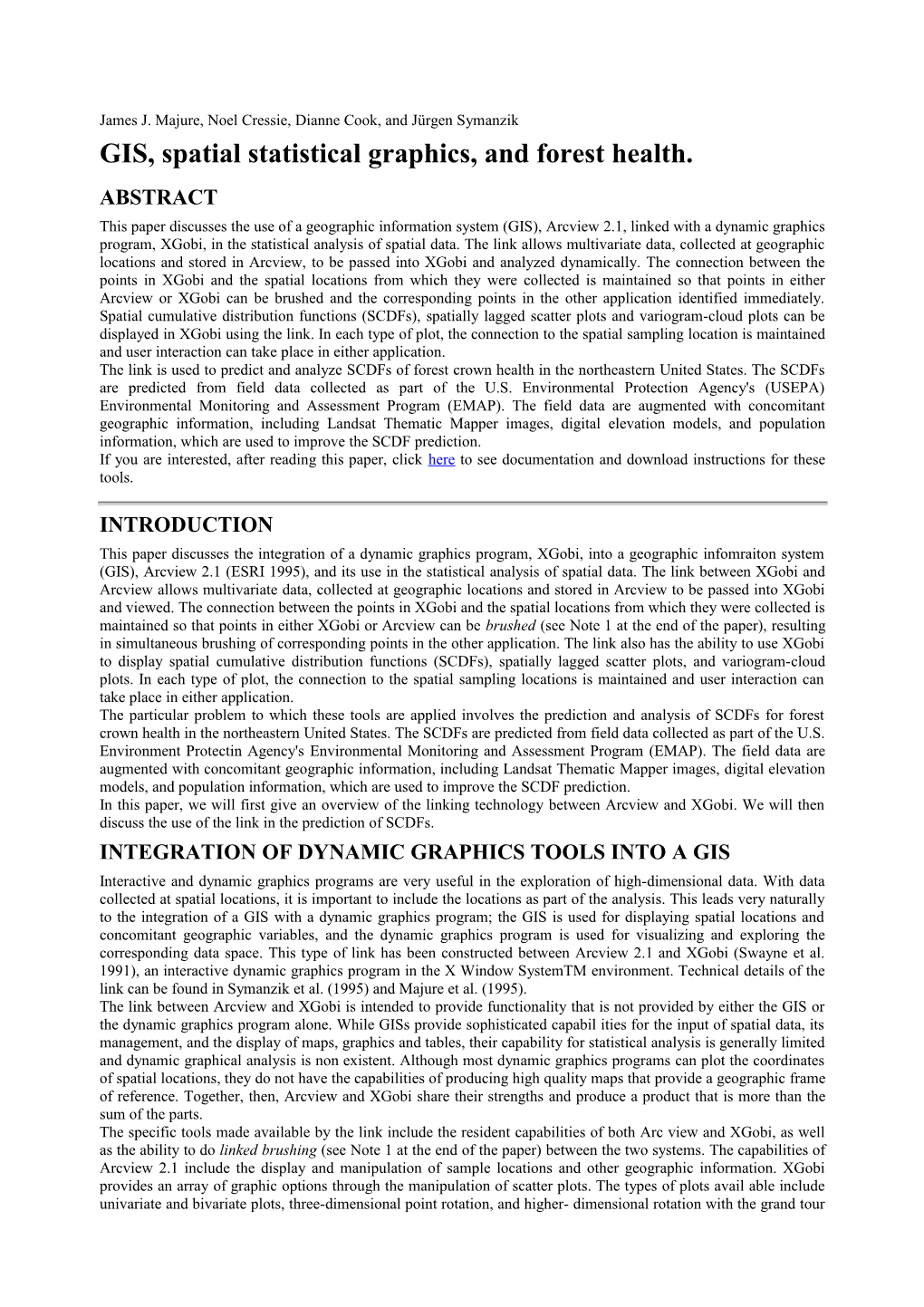 GIS, Spatial Statistical Graphics, and Forest Health