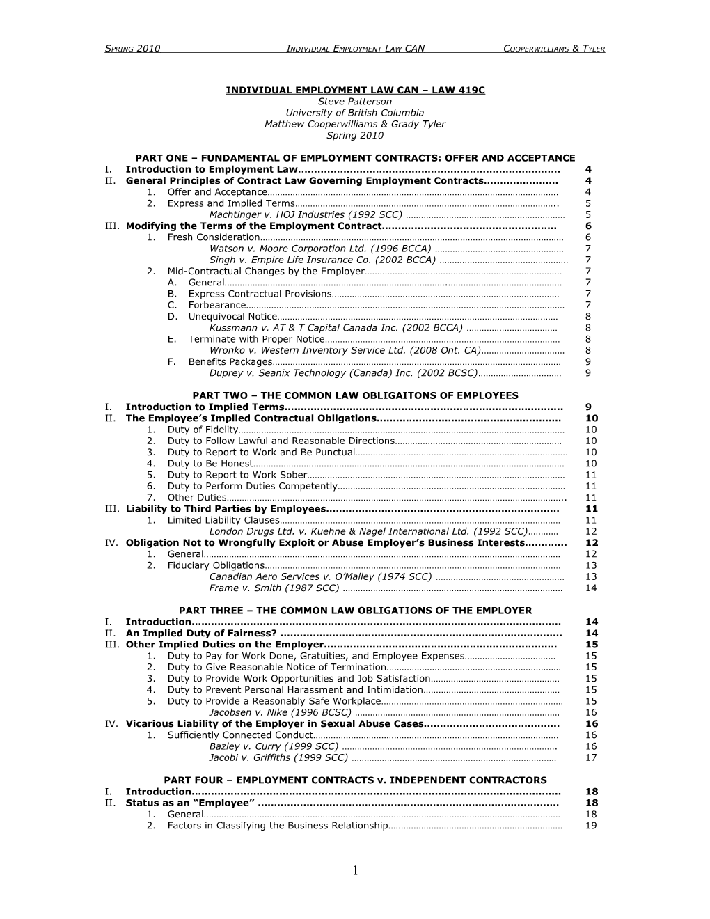 Individual Employment Law Can Law 419C