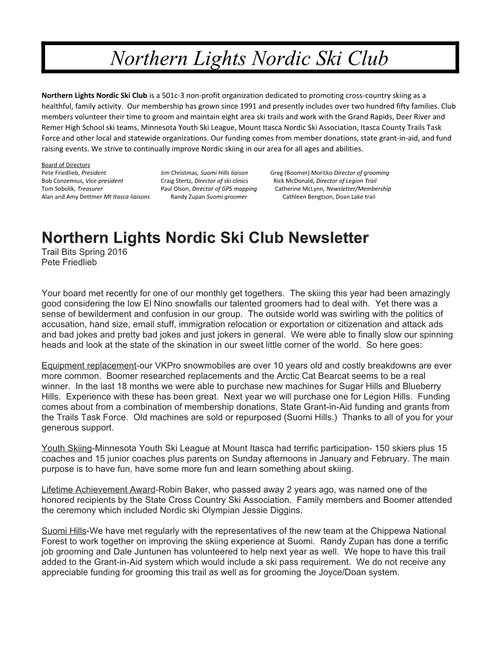 Northern Lights Nordic Ski Club