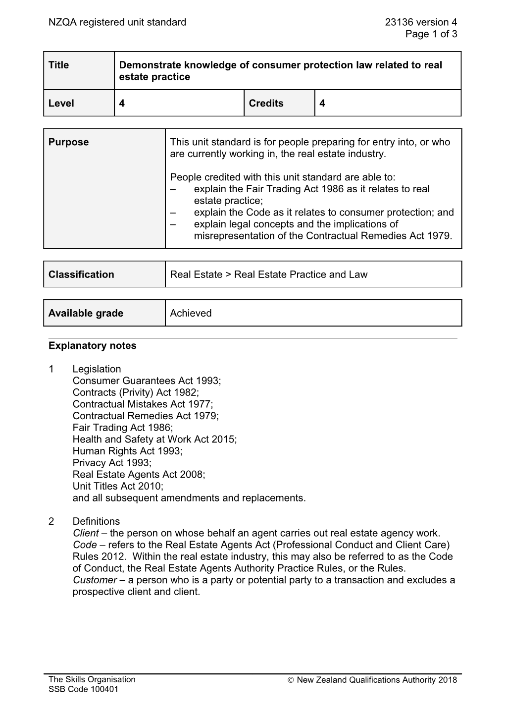 23136 Demonstrate Knowledge of Consumer Protection Law Related to Real Estate Practice