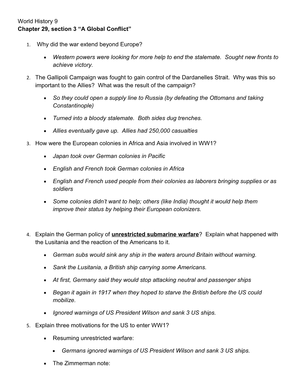 Chapter 29, Section 3 a Global Conflict