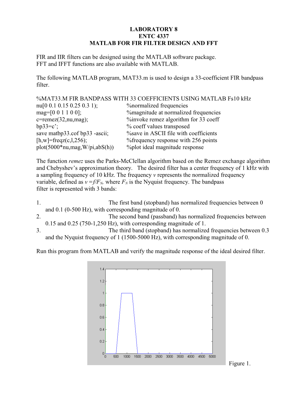 Matlab for Fir Filter Design and Fft