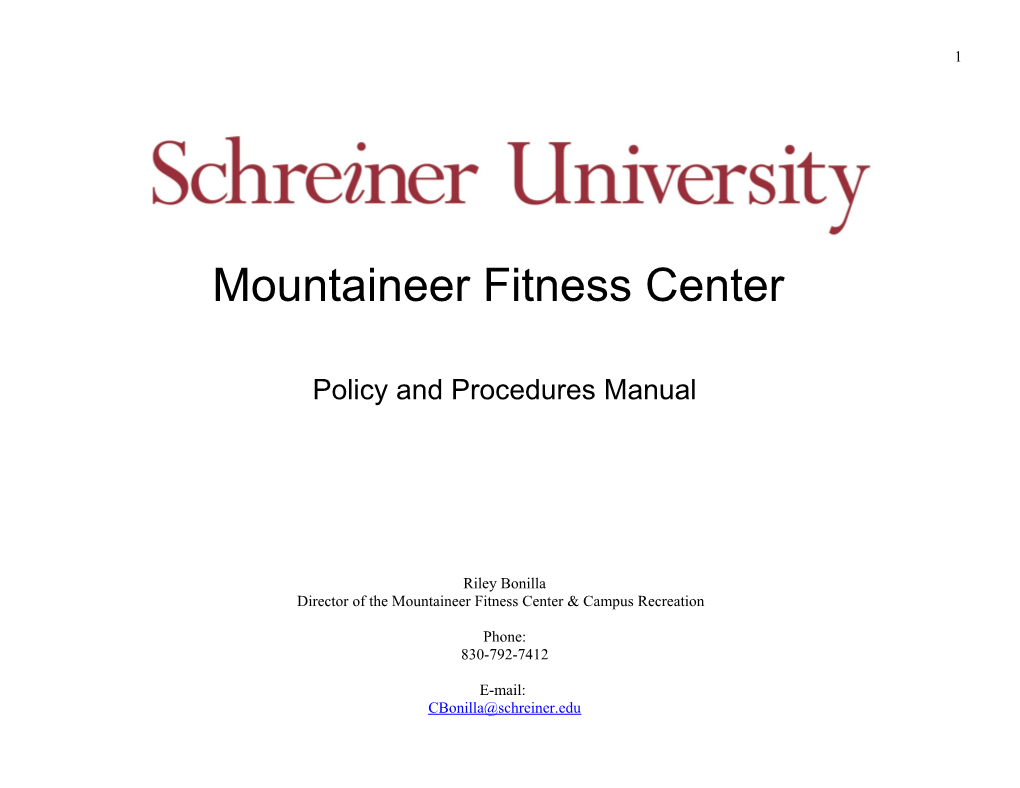 Mountaineer Center Policy and Procedure Manual