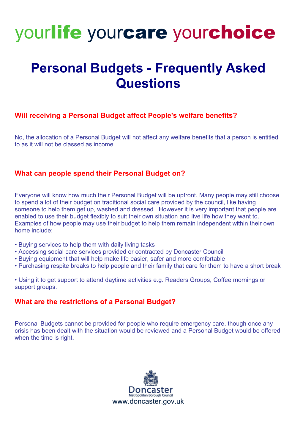 Frequently Asked Questions Carers