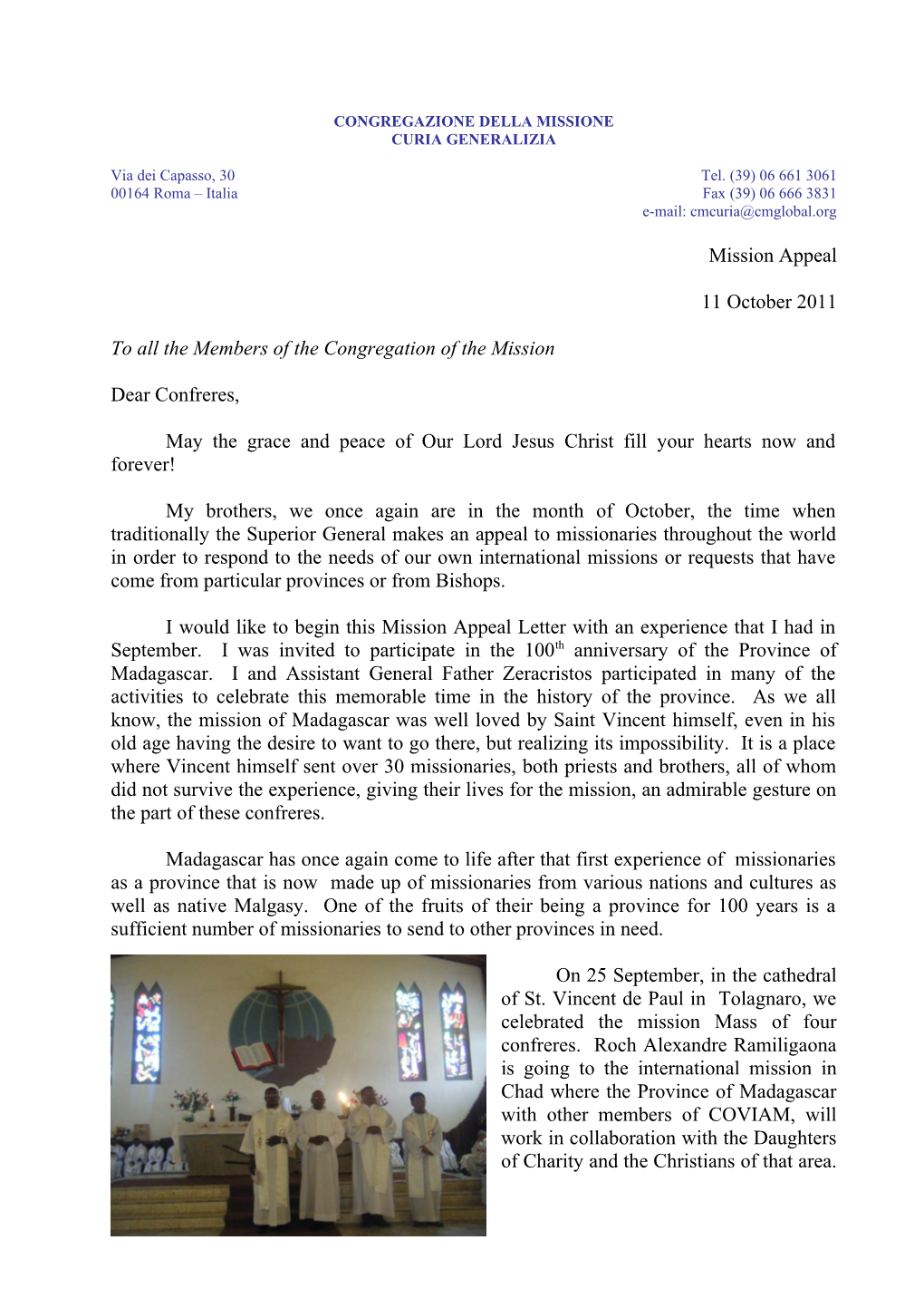 Mission Appeal Letter