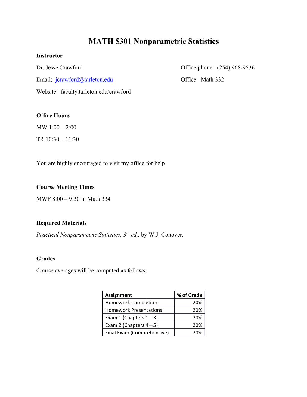 MATH 5301Nonparametric Statistics