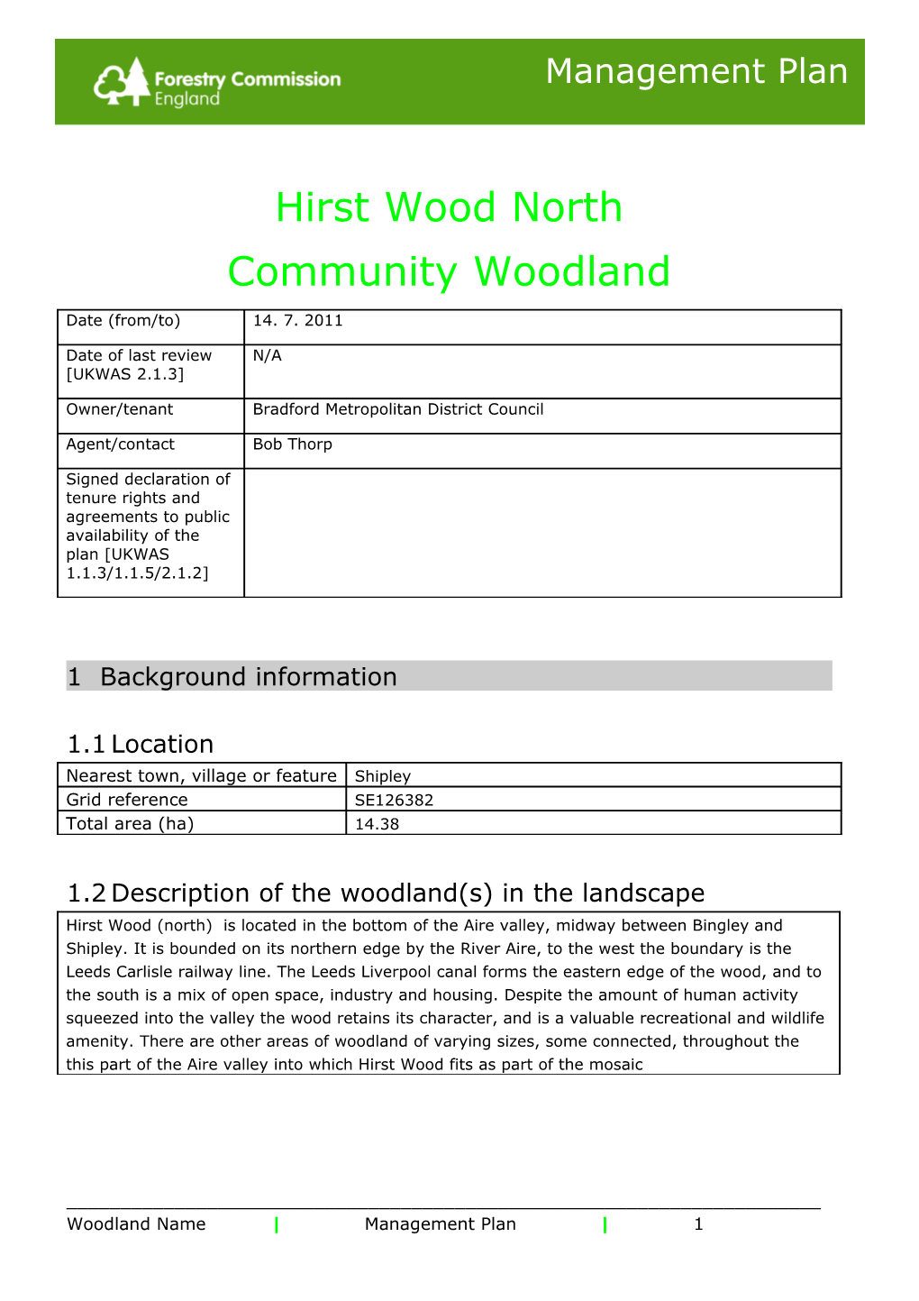 Woodland Management Plan