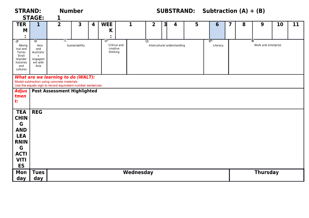 STRAND: Number SUBSTRAND: Subtraction (A) + (B) STAGE: 1