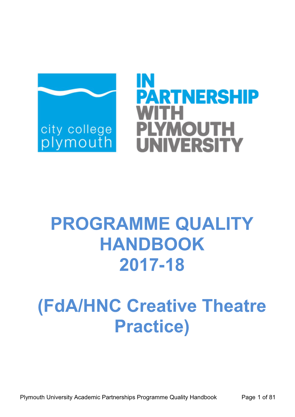 Fda/HNC Creative Theatre Practice