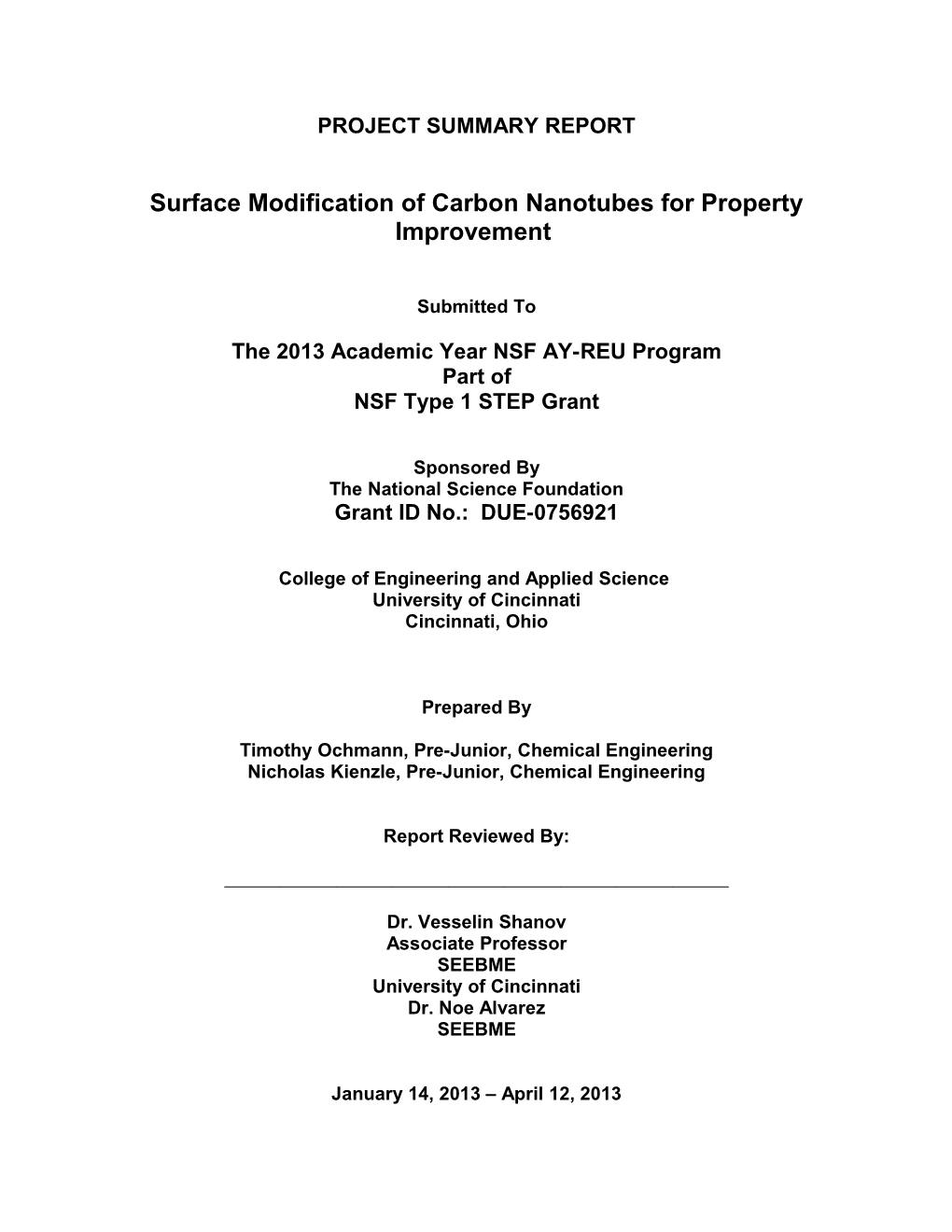 Surface Modification of Carbon Nanotubes for Property Improvement