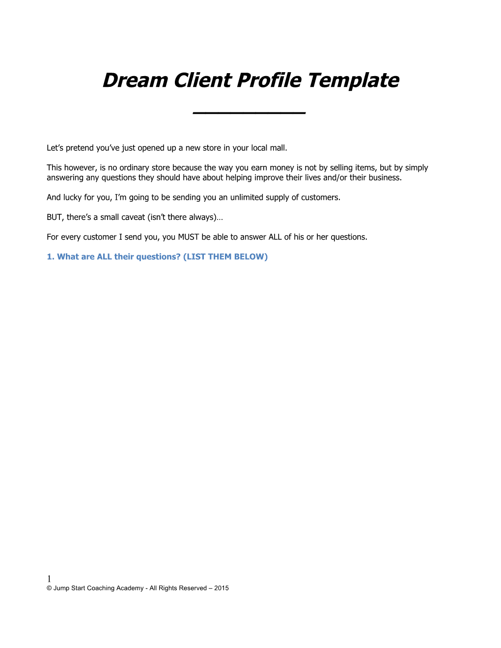 Dream Client Profile Template