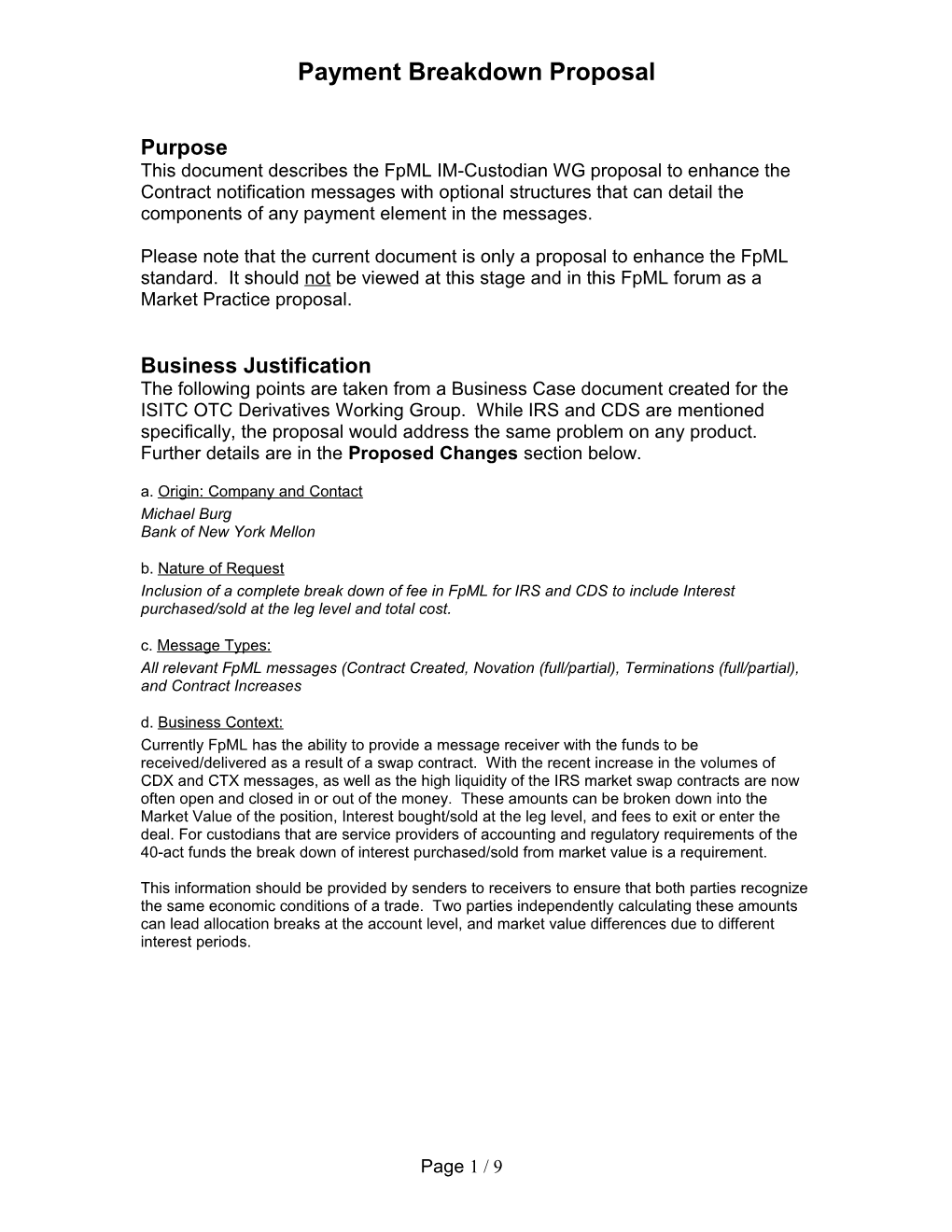 CDS Index Factor Data Proposal