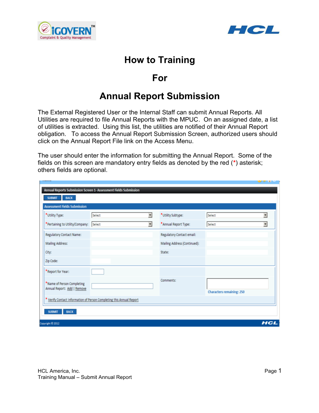 Annual Report Submission