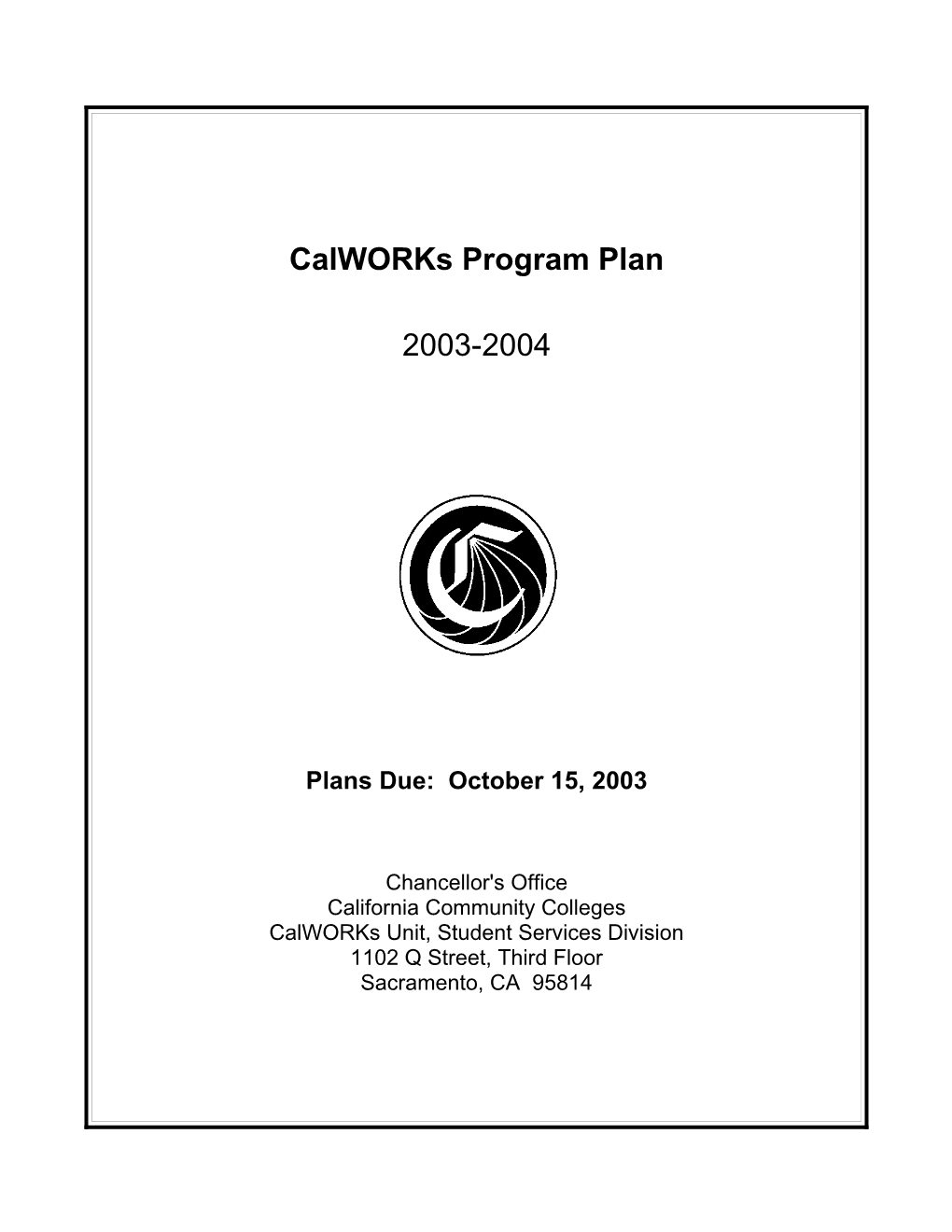 2001-02 Renewal Application for Calworks and TANF Funding