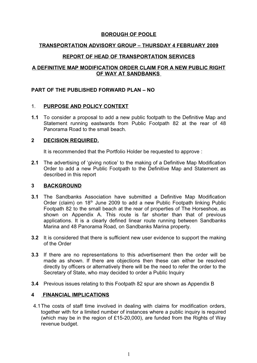 A Definitive Map Modification Order Claim for a New Public Right of Way at Sandbanks