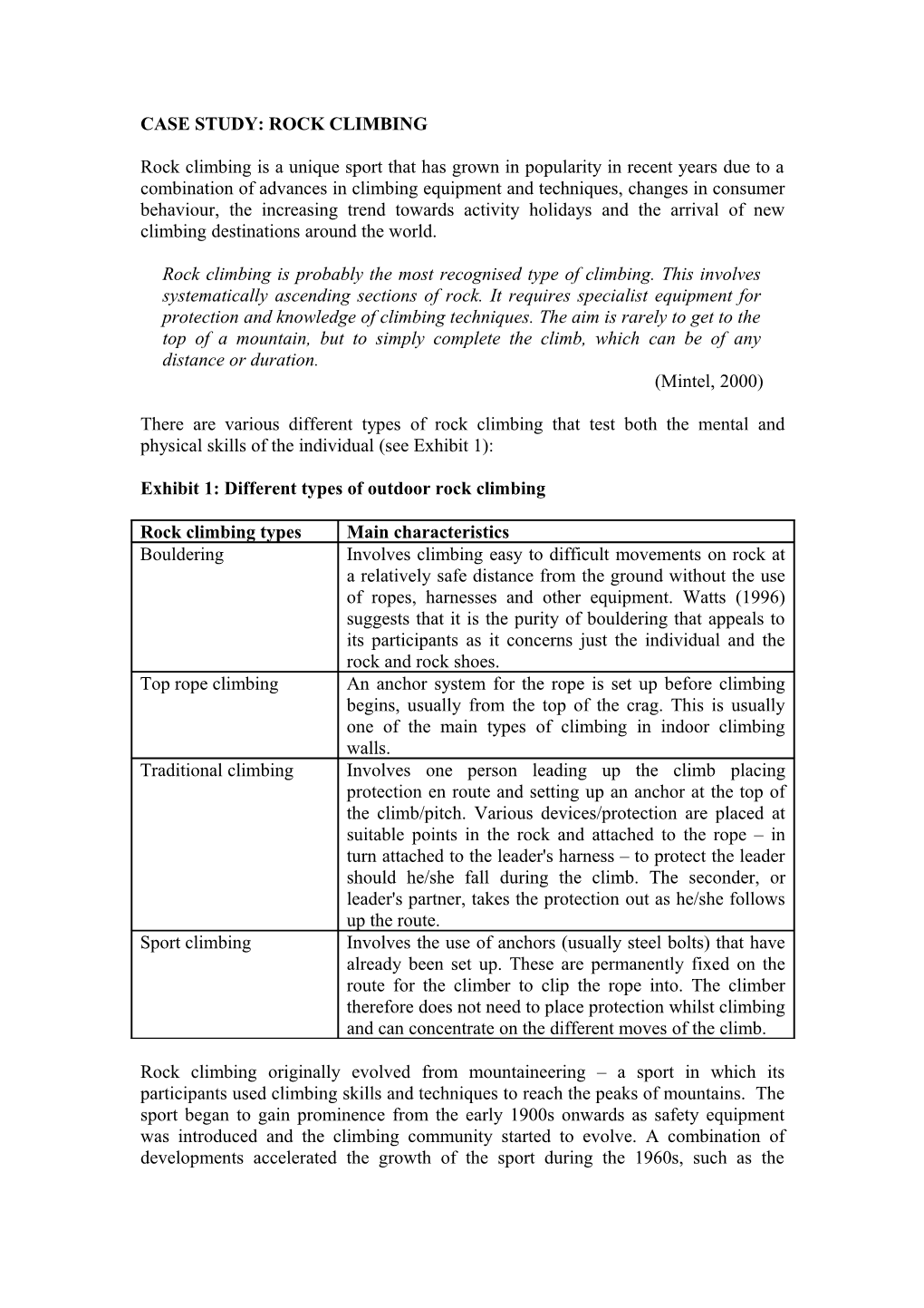 Case Study 12 : Rock Climbing