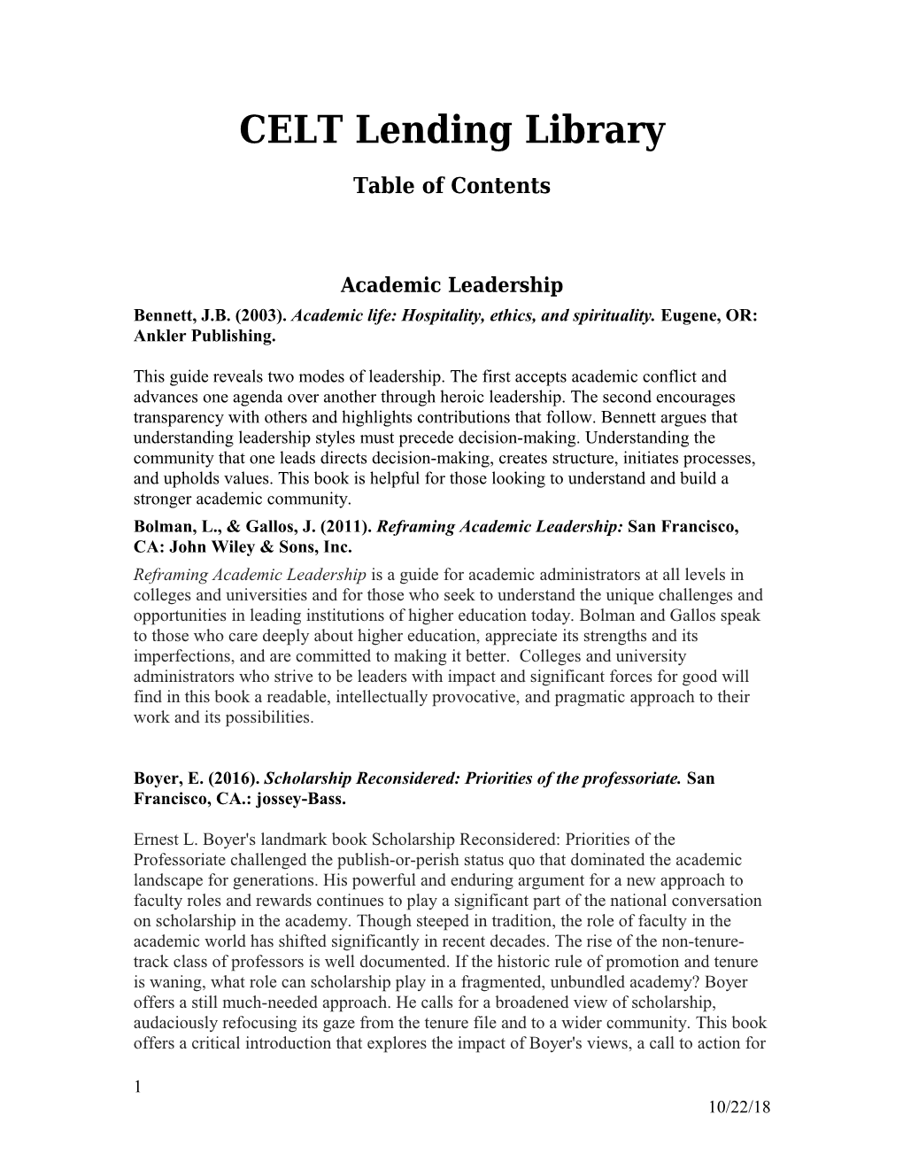 CELT Lending Library