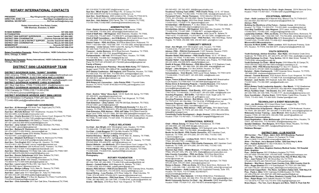 2001-2002 District 6150 - Club Roster