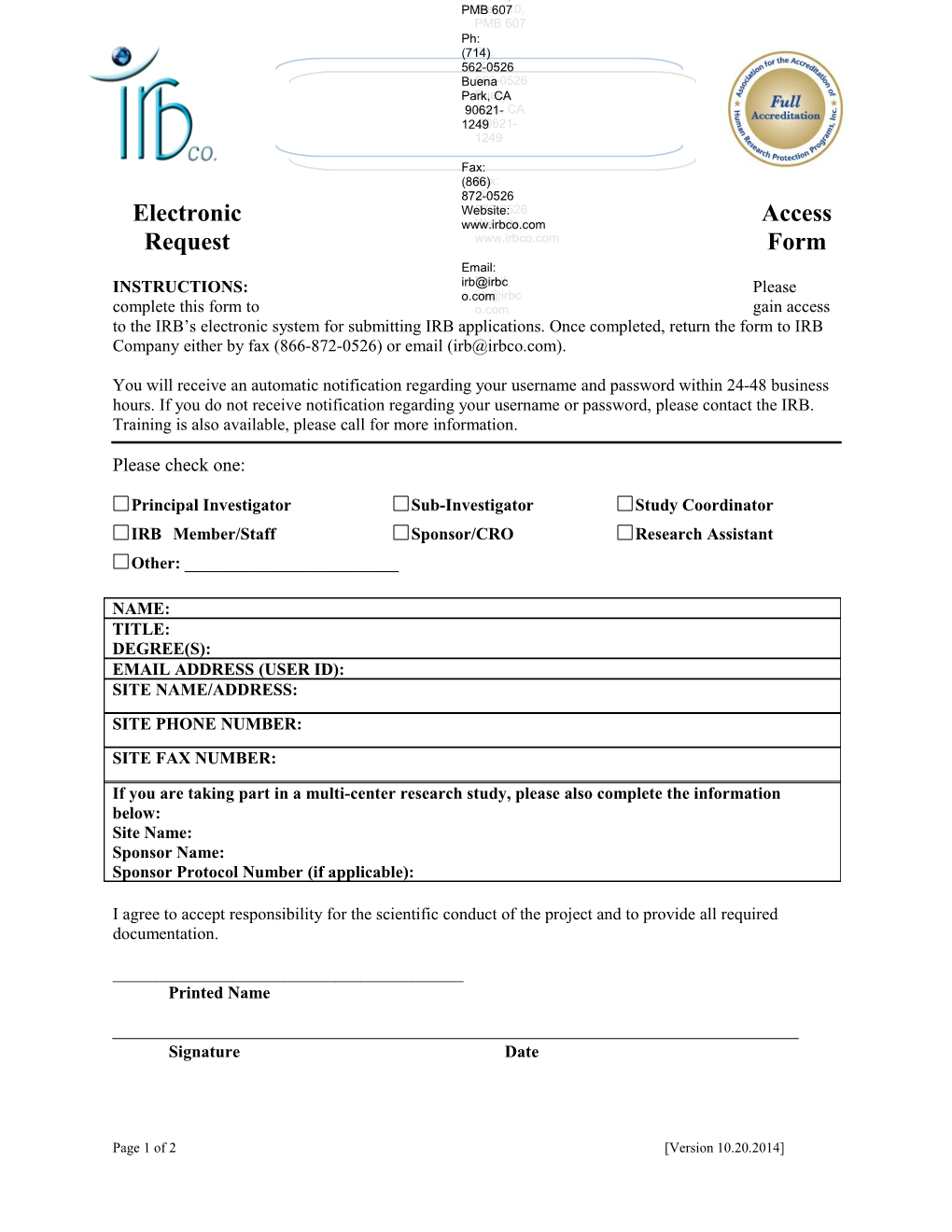 Electronic Access Request Form