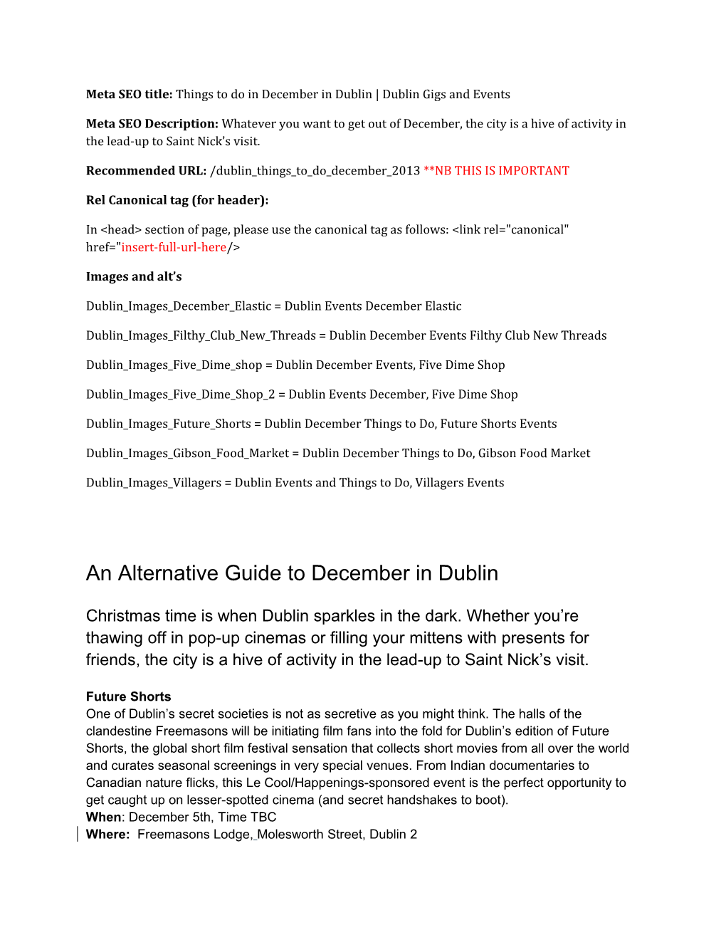 Alternative Guide to December in Dublin