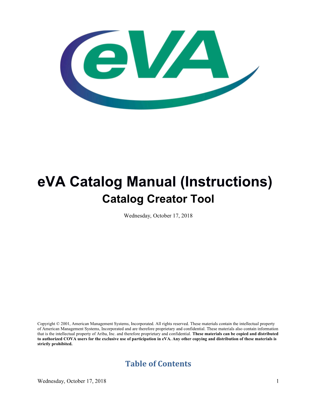 Eva Catalog Manual (Instructions)