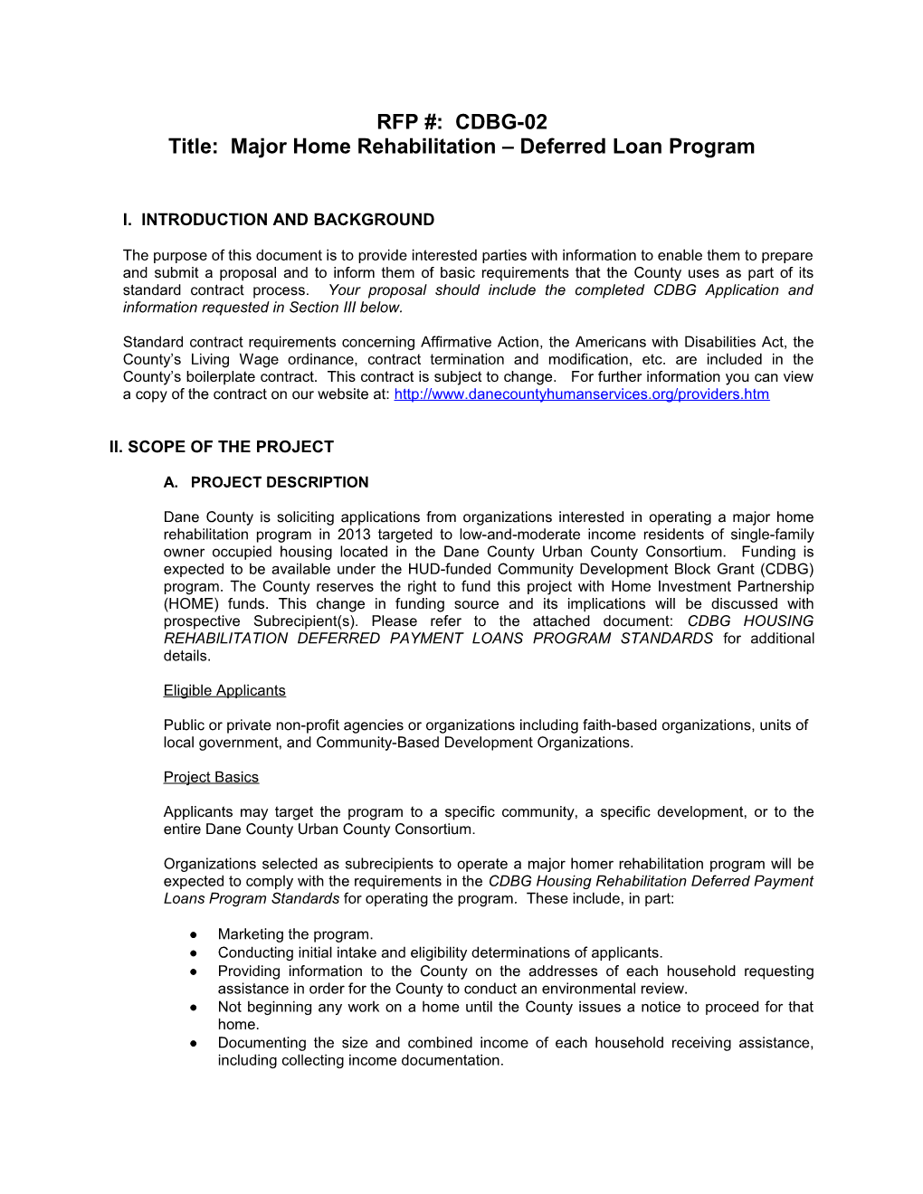 Title: Major Home Rehabilitation Deferred Loan Program