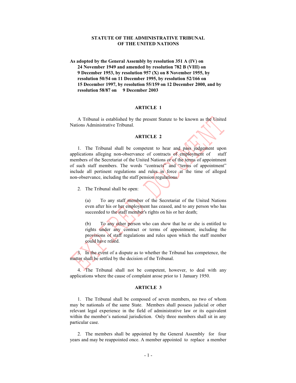 Statute of the Administrative Tribunal