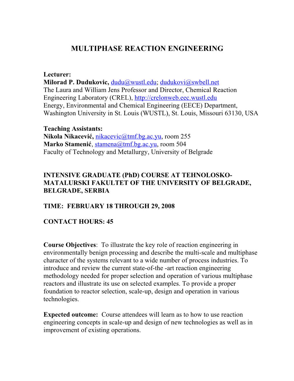 Multiphase Reaction Engineering