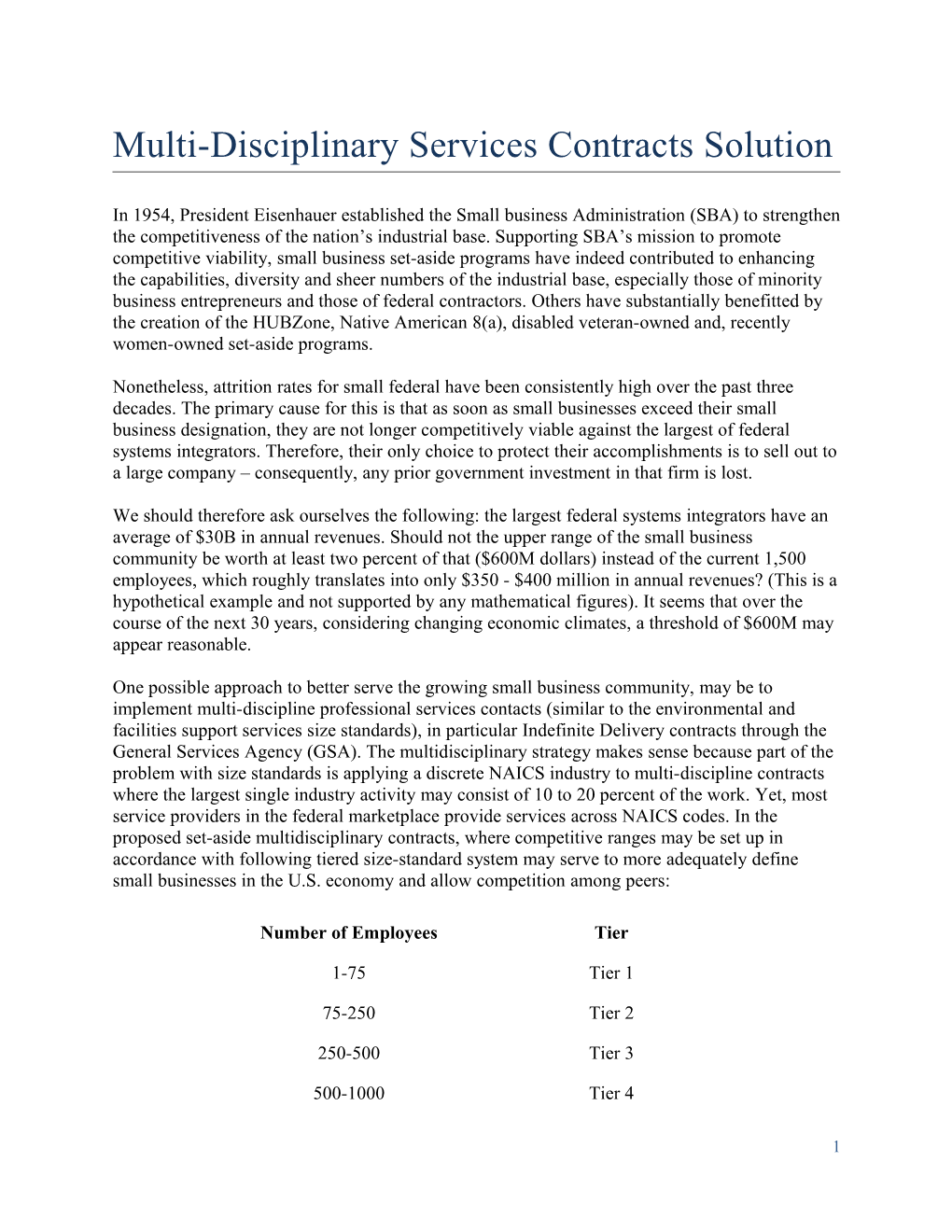 Multi-Disciplinary Services Contracts Solution