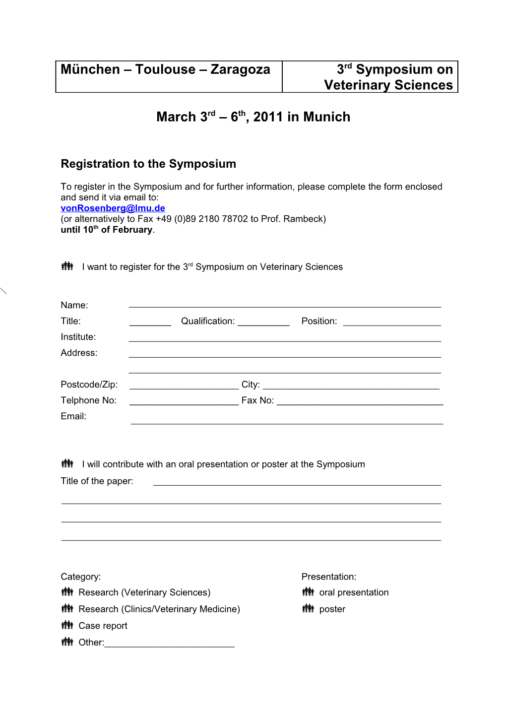 Registration to the Symposium
