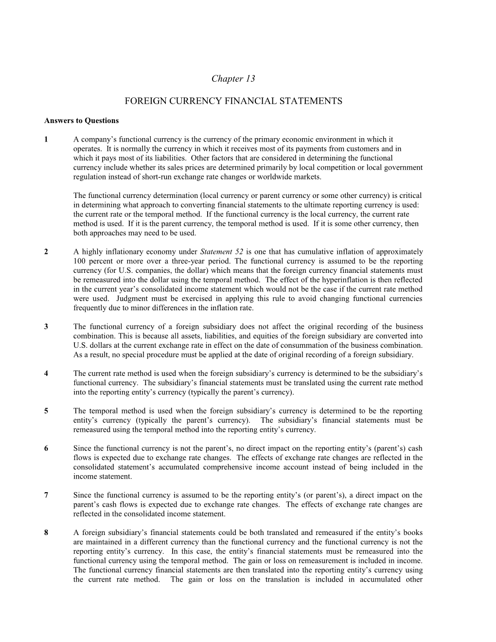 Foreign Currency Financial Statements