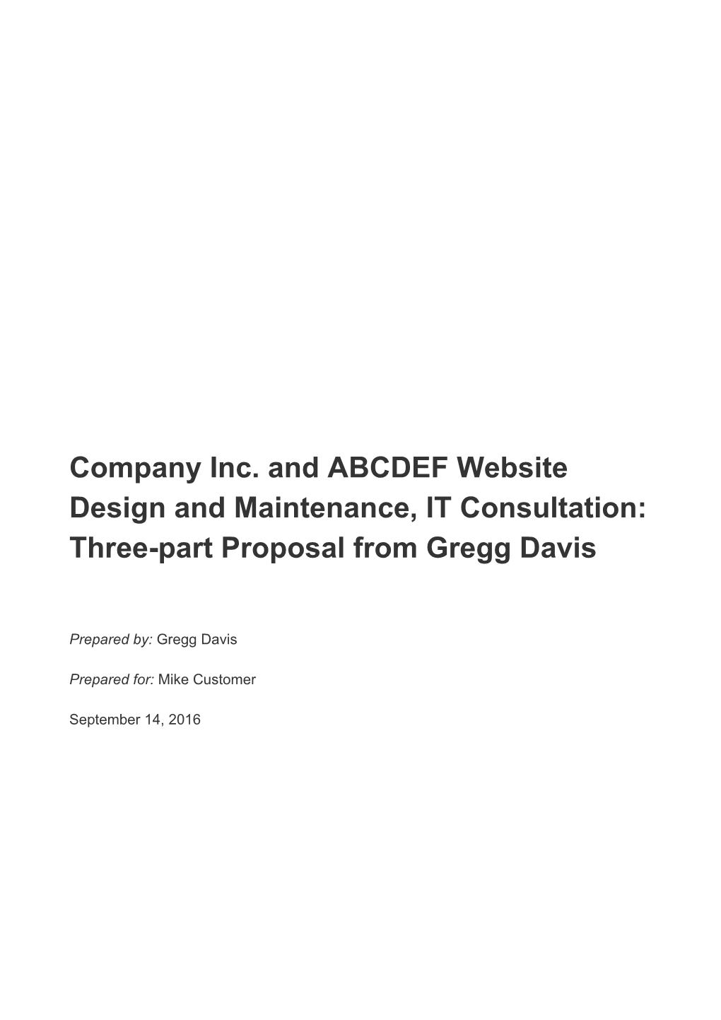 Company Inc. and ABCDEF Website Design and Maintenance, IT Consultation